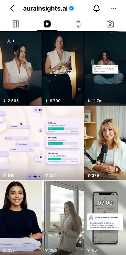 Profil Instagram Aura Insights: reels