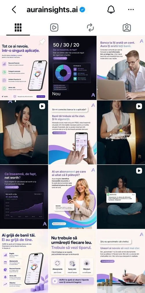 Profil Instagram Aura Insights: feed